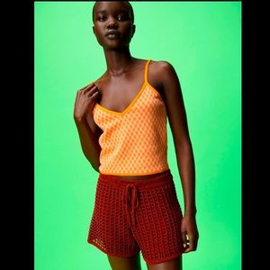 Zara Multicolored Plaid Knit Sleeveless Top Size S